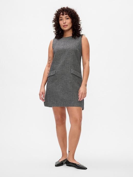 Linen-Blend Mini Shift Dress Product Image