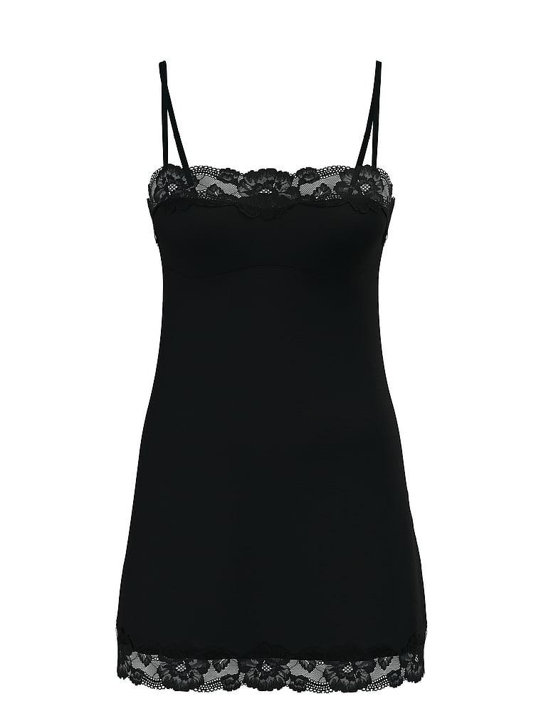 Modal Soft & Lace Trim Straight-Neck Slip Dress Product Image