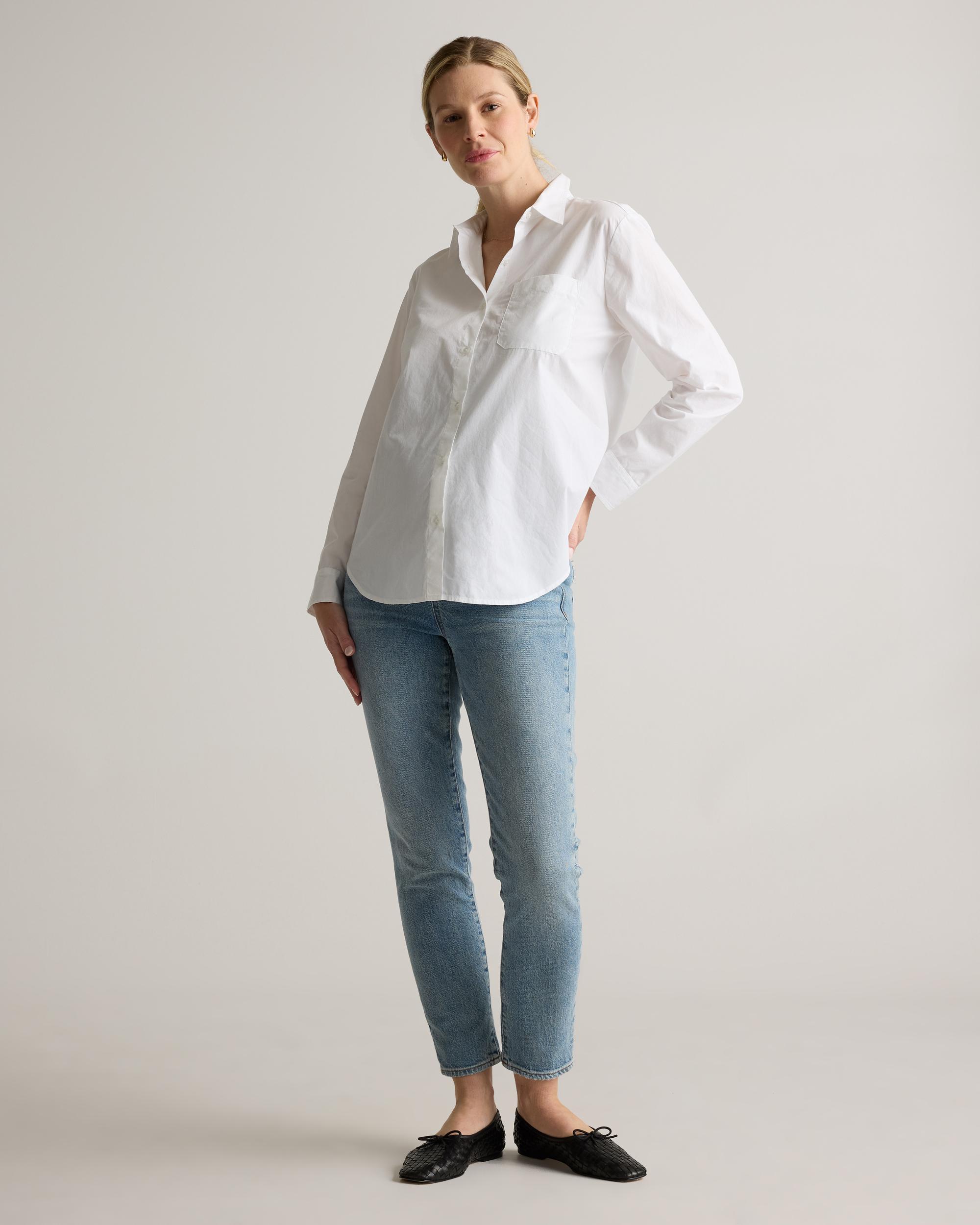 Quince | Women's Poplin Maternity Long Sleeve Shirt Size XS, Organic Cotton Product Image