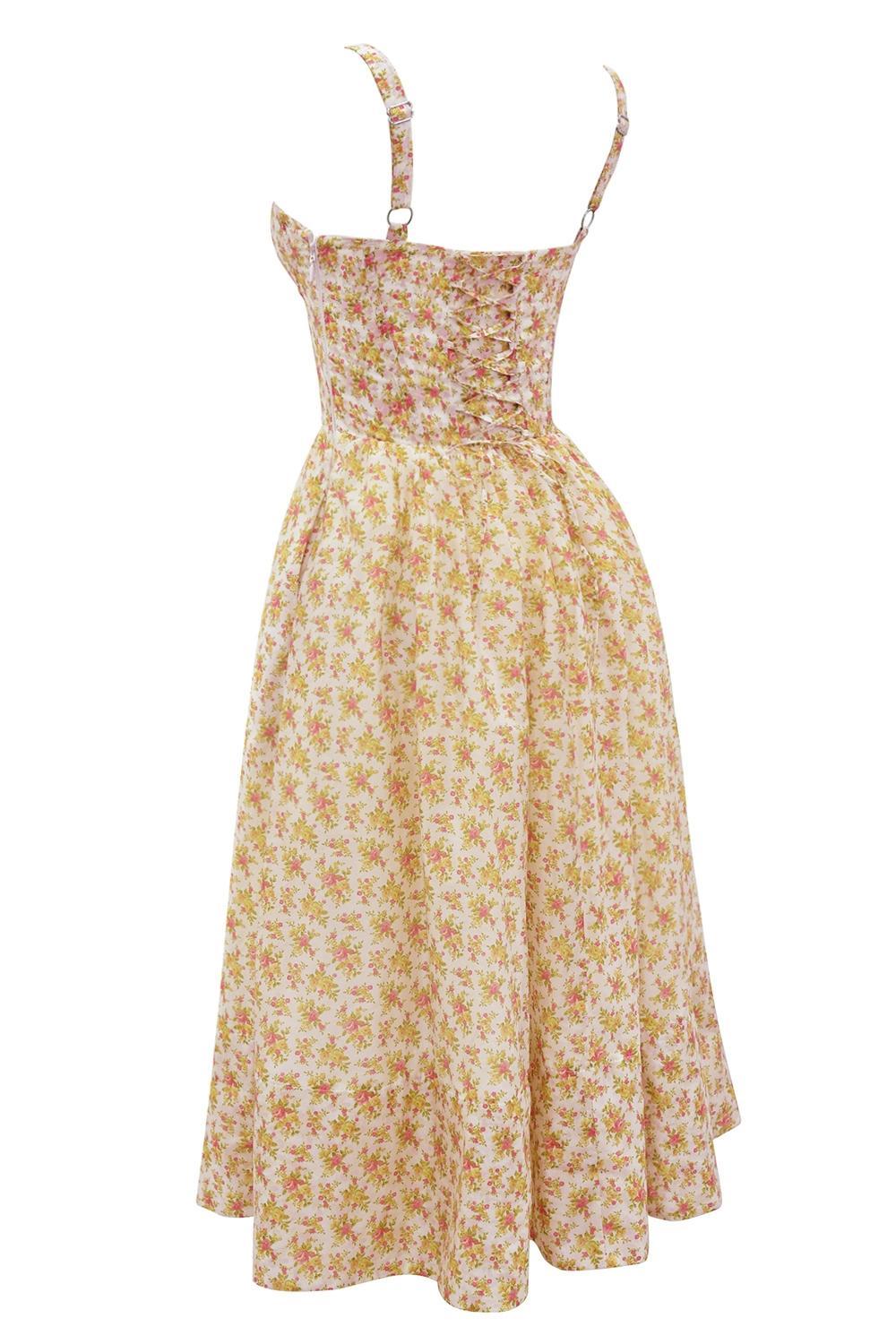 Kelly  royal rose print corset midi sundress Product Image
