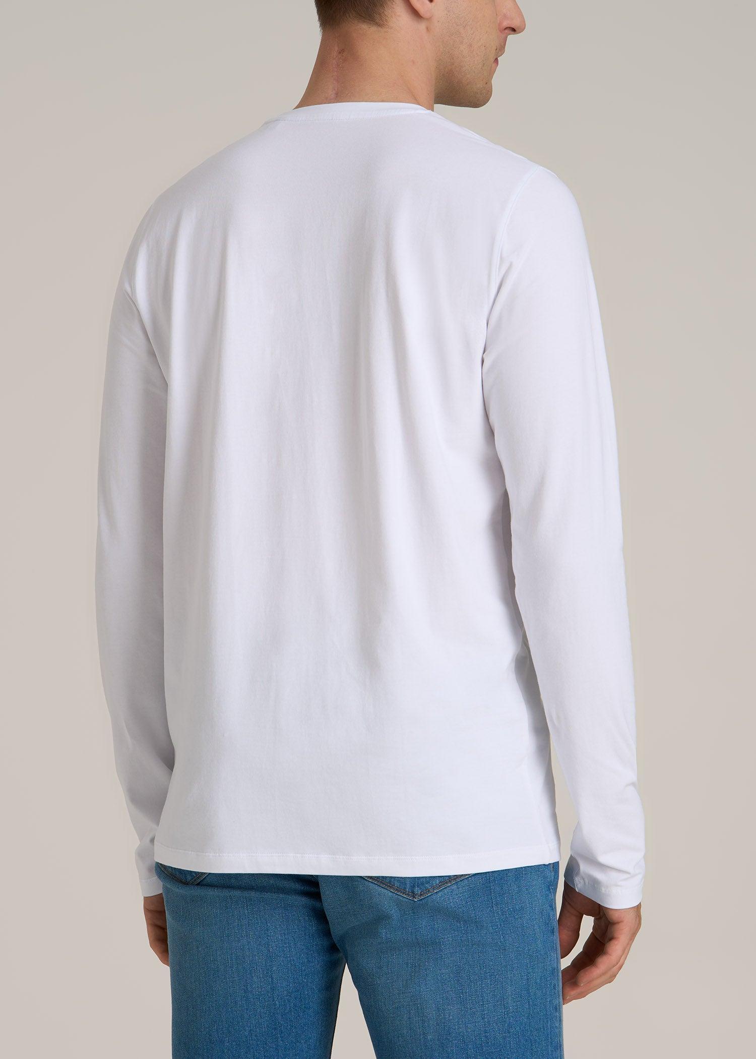 The Essential MODERN-FIT Crewneck Long Sleeve Tall Men's Tee in White Product Image