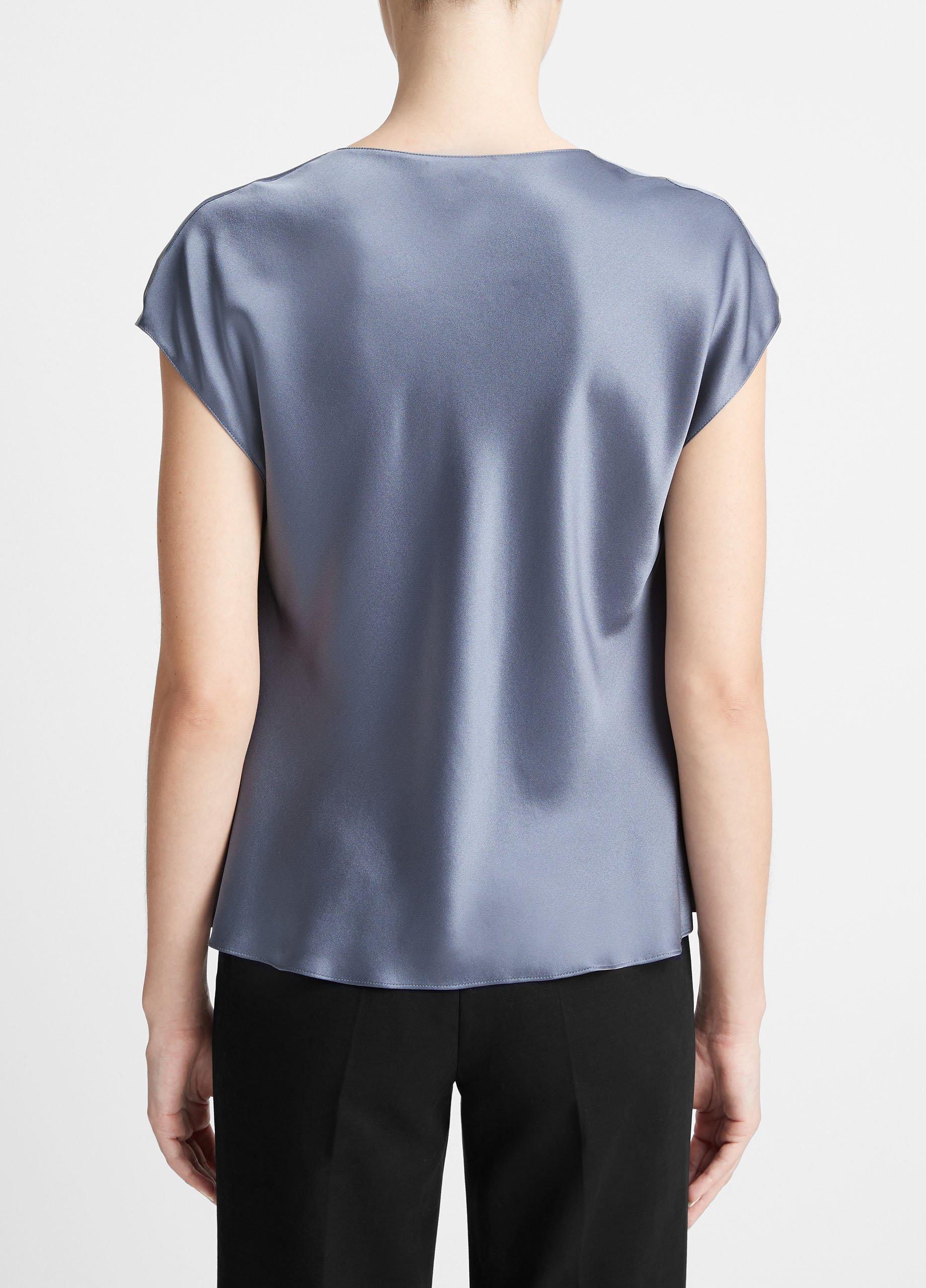 Womens Silk Cowl-Neck Blouse, Off White, Size XL Vince Product Image