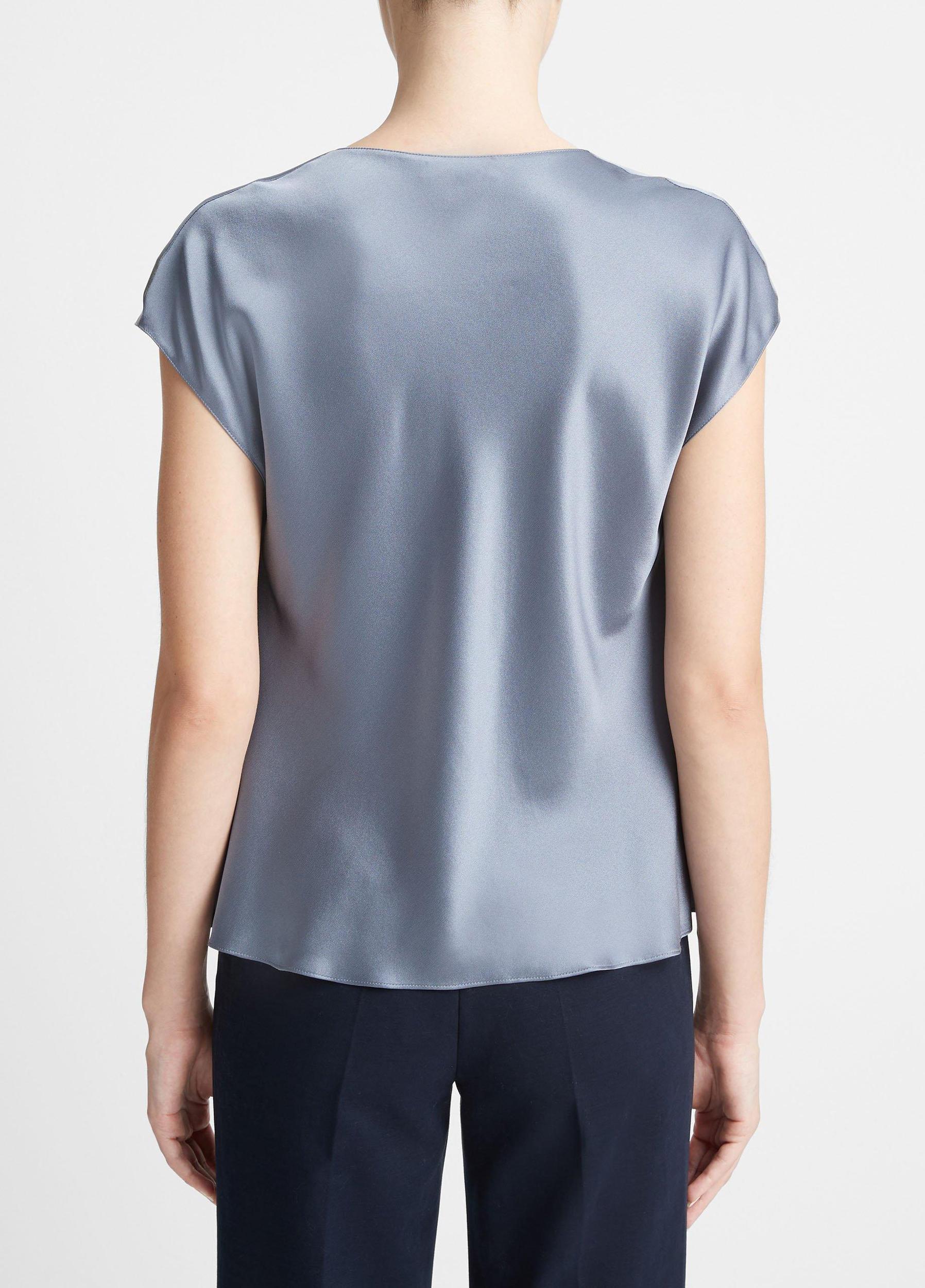Womens Silk Cowl-Neck Blouse, Off White, Size XL Vince Product Image