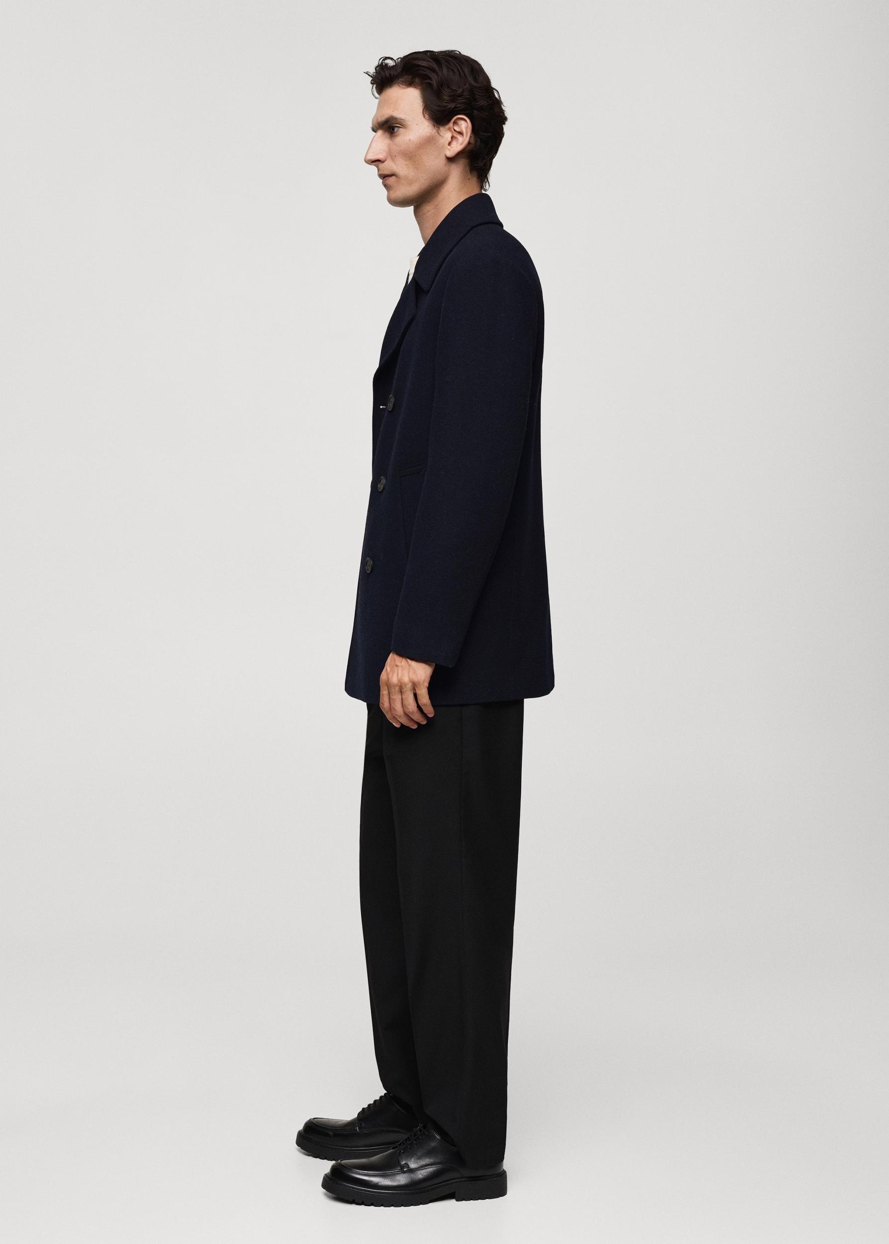 Wool double-breasted coat with buttons - Men | MANGO USA Product Image