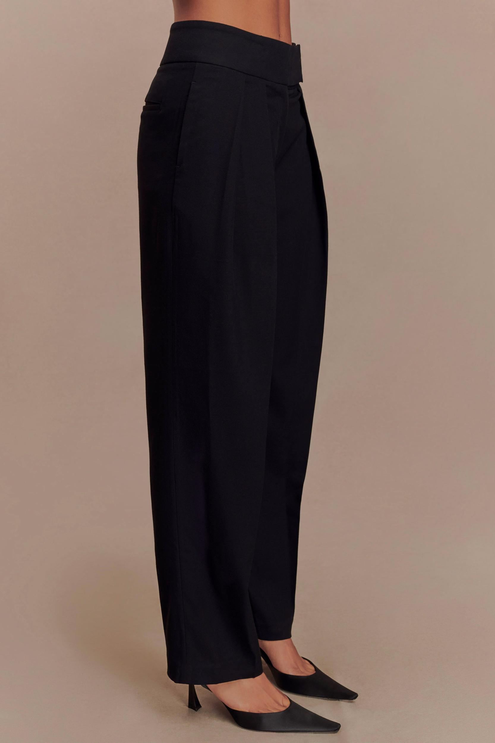 Penelope Pleated High Waisted Pants - Chocolate Product Image