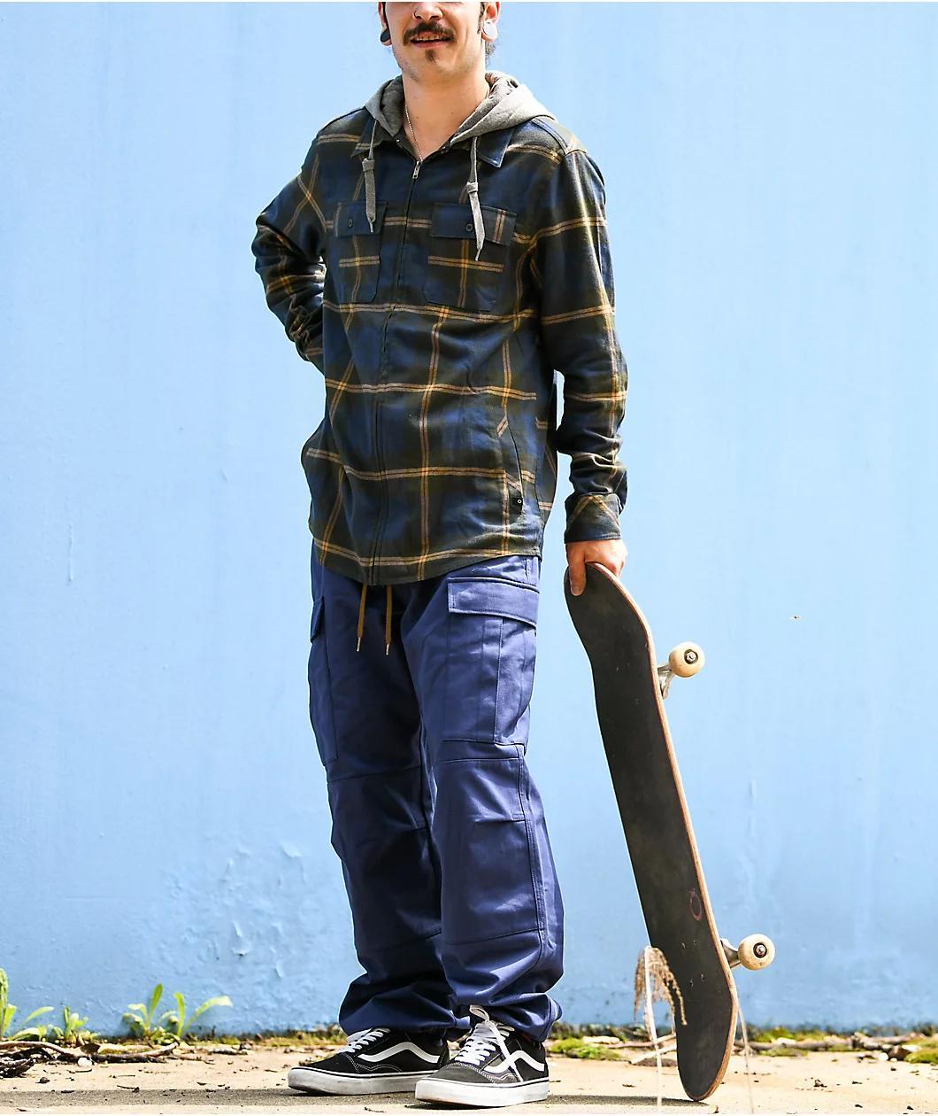 Empyre Chancer Blue & Yellow Hooded Flannel Shirt Product Image