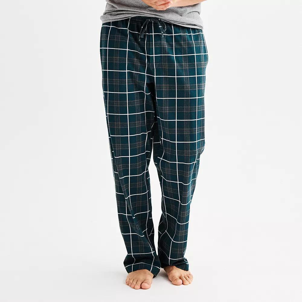 Men's Sonoma Goods For Life® Essential Knit Pajama Pants, Size: Large, Plaid White Black Product Image
