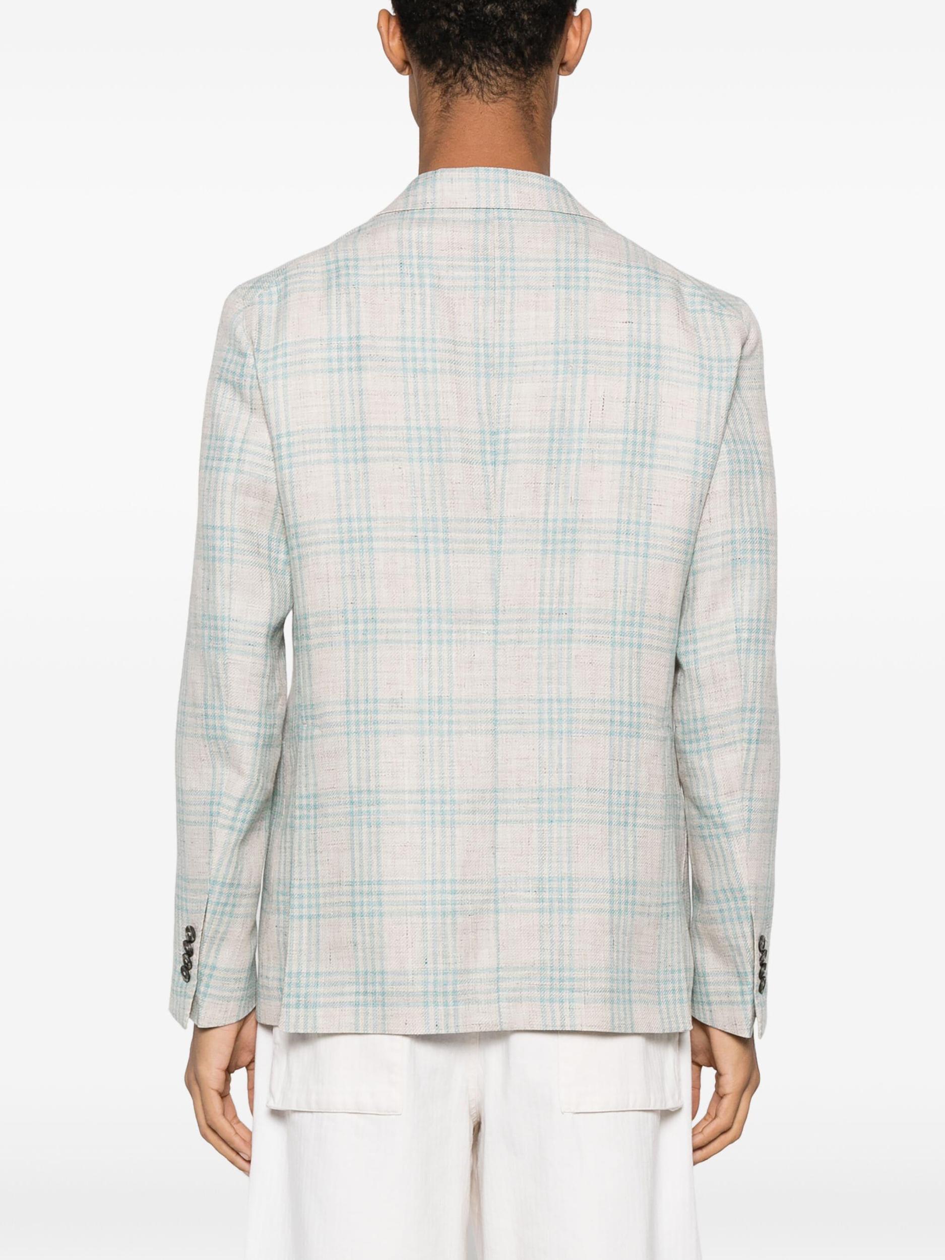 Tagliatore Sky Blue Check Beige Blazer Product Image