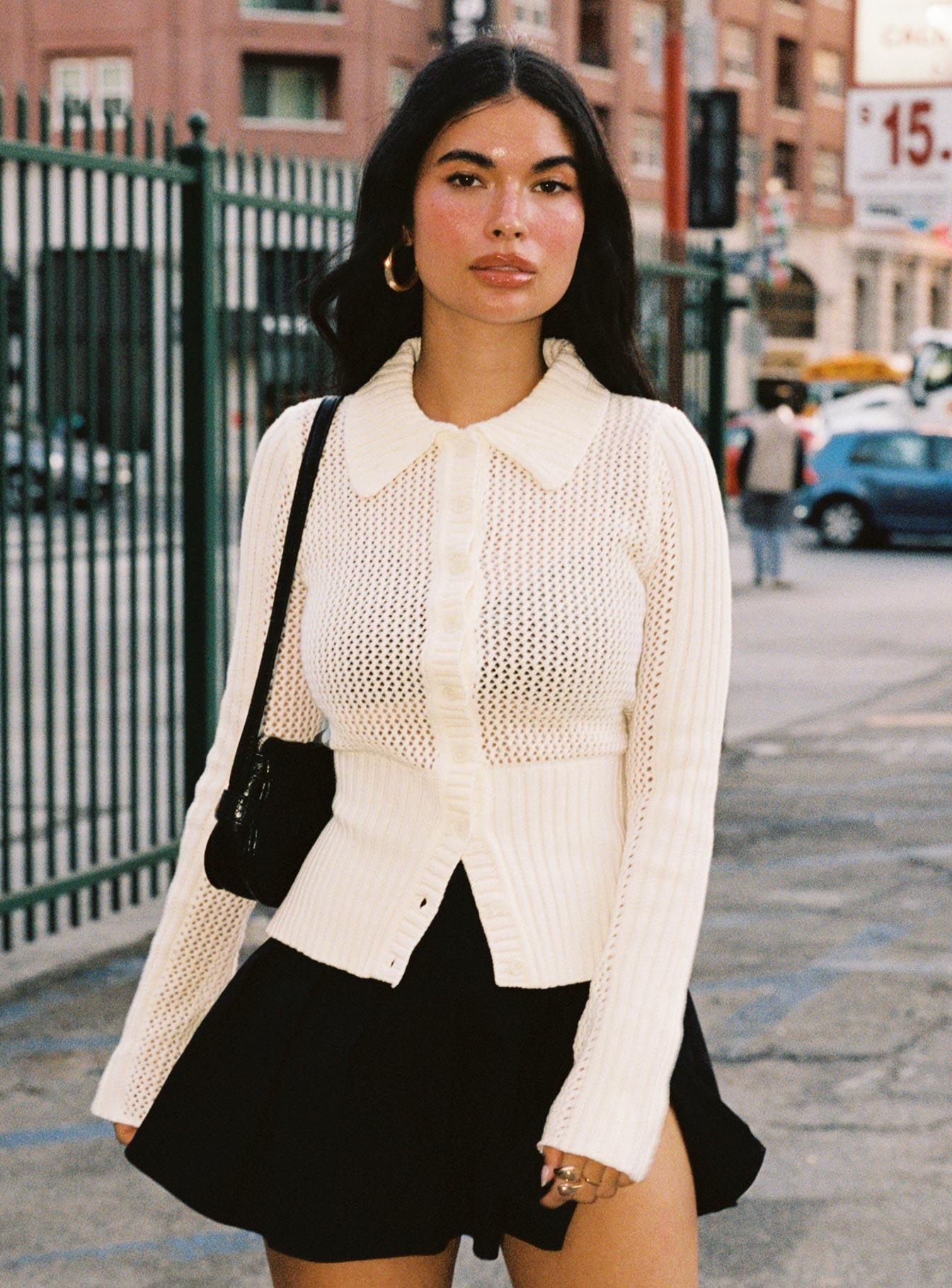 Ethanne Knit Cardigan Cream Product Image