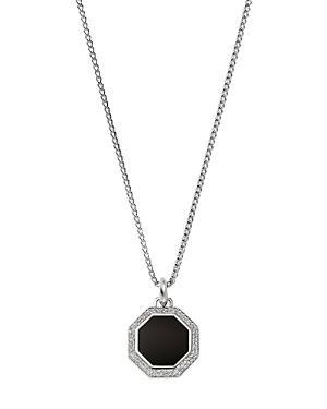John Hardy Mens Silver Id Onyx & Diamond Hexagon Halo Pendant Necklace, 22 Product Image