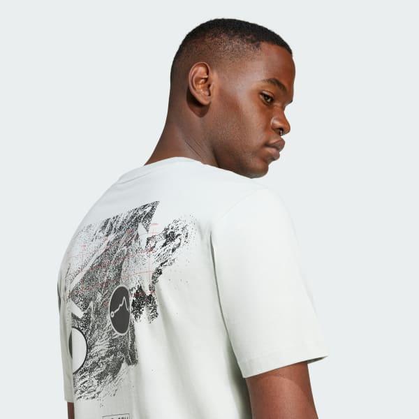 adidas City Escape Space Graphic Tee Wonder Silver XL Mens Product Image
