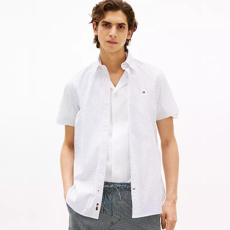 Men's Tommy Hilfiger Short Sleeve Printed Shirt, Size: XL, Optic White Product Image