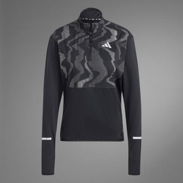 adidas Ultimate Hi Vis Reflective 1/2-Zip Top Silver Green S Womens Product Image