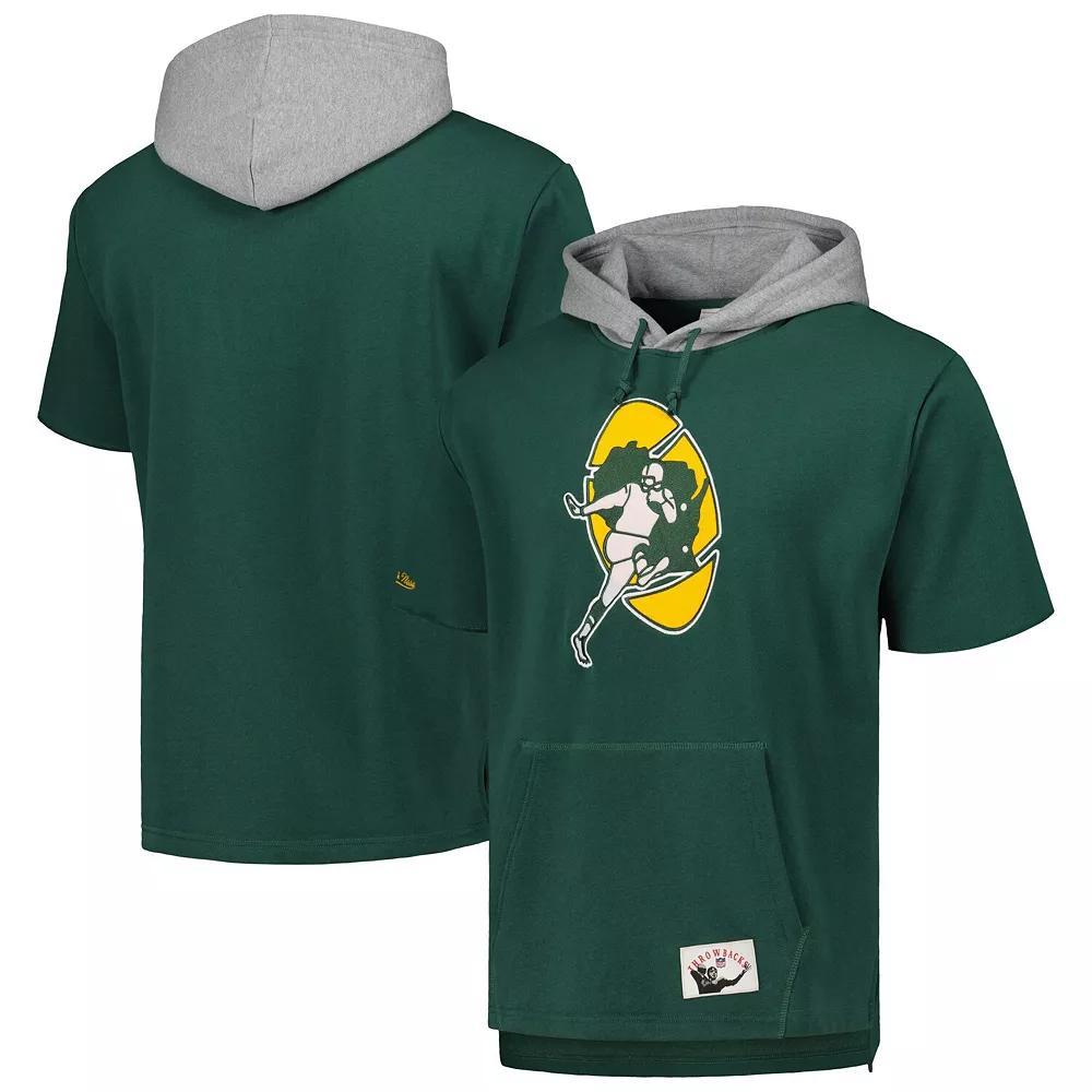 Men's Mitchell & Ness Green Green Bay Packers Postgame Short Sleeve Hoodie, Size: Small Product Image