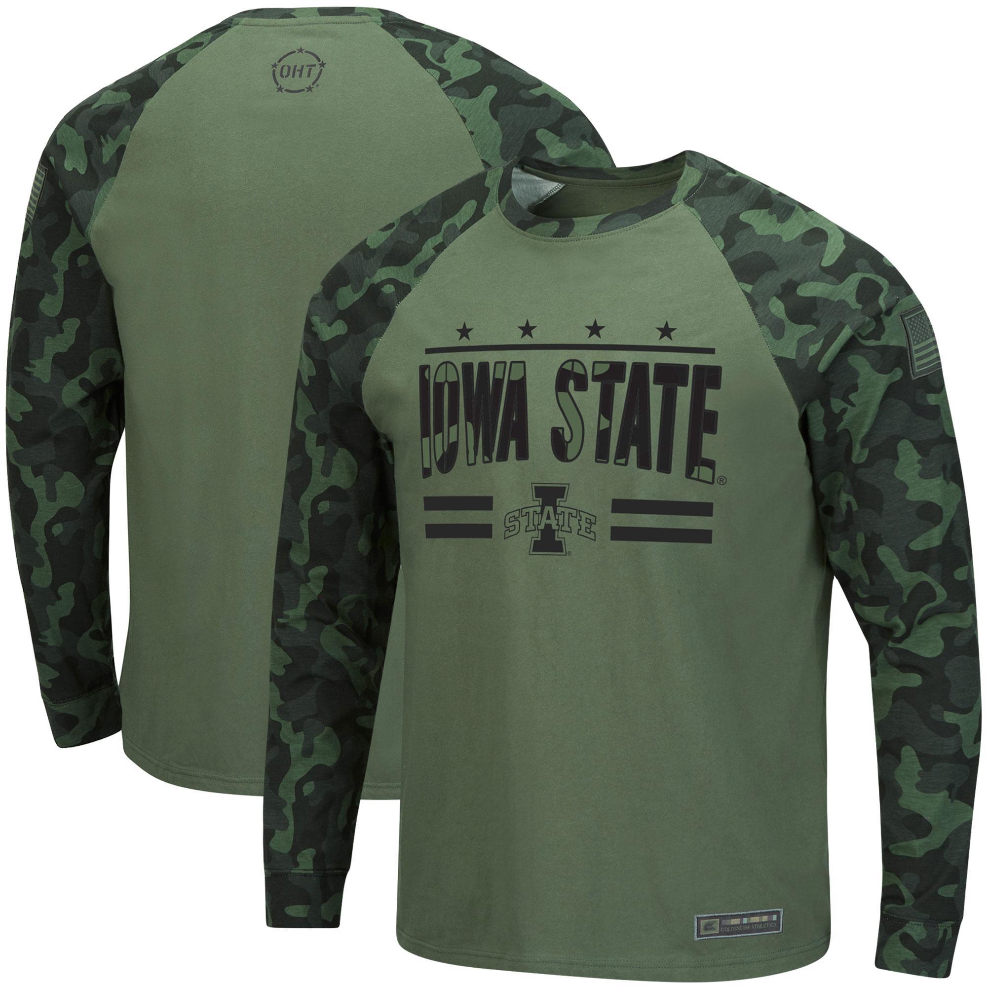 Mens Colosseum Olive/Camo Iowa State Cyclones OHT Military Appreciation Raglan Long Sleeve T-Shirt Product Image
