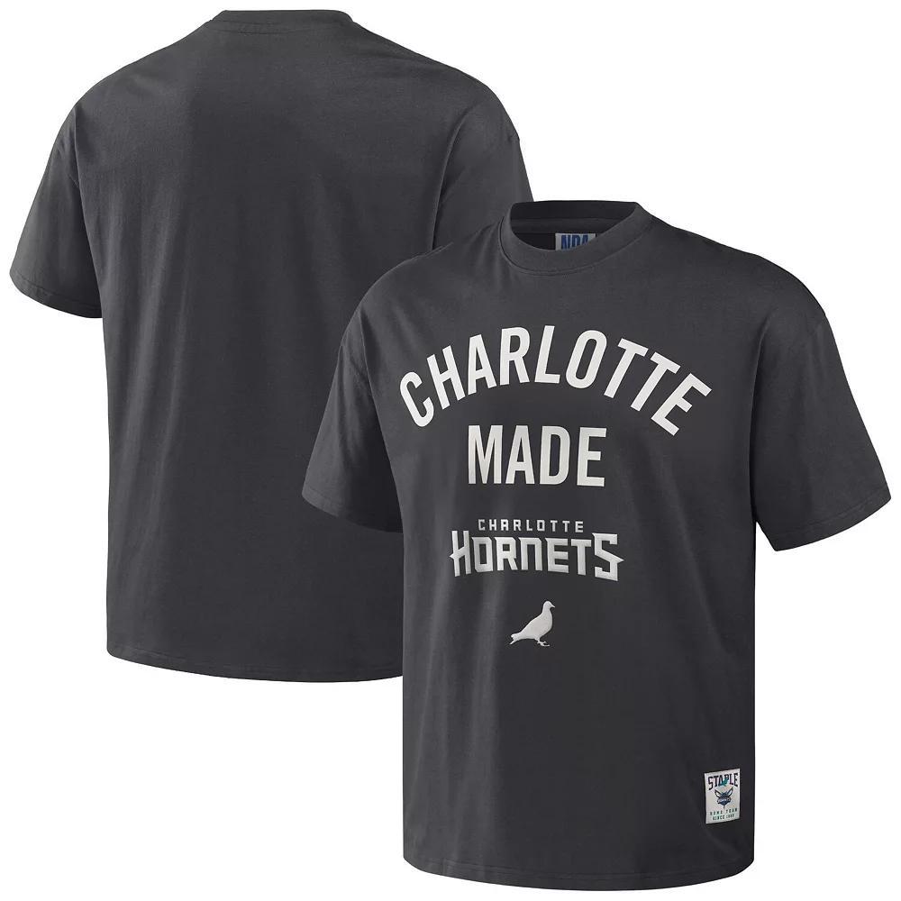 Men's NBA x Staple Anthracite Charlotte Hornets Heavyweight Oversized T-Shirt, Size: Medium, Chr Grey Product Image