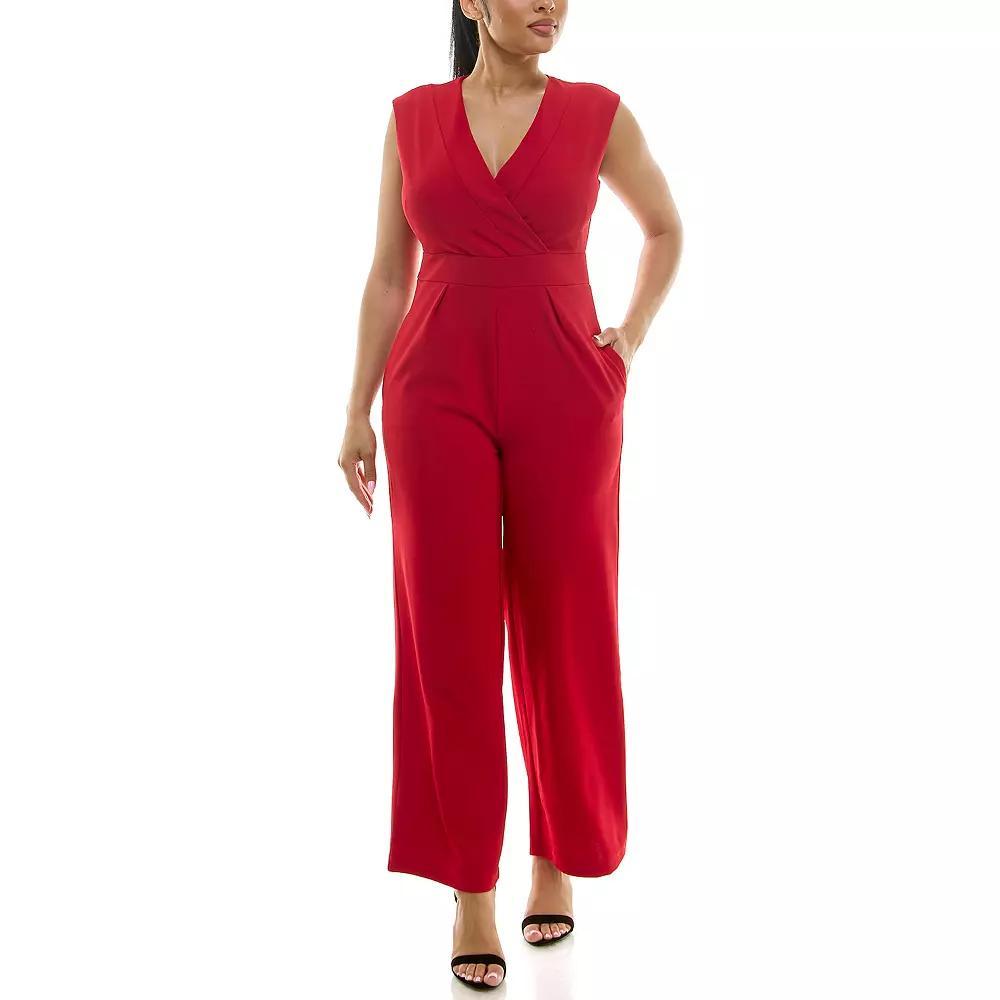 Women's Nina Leonard Surplice Jumpsuit, Size: Small, Blue Product Image