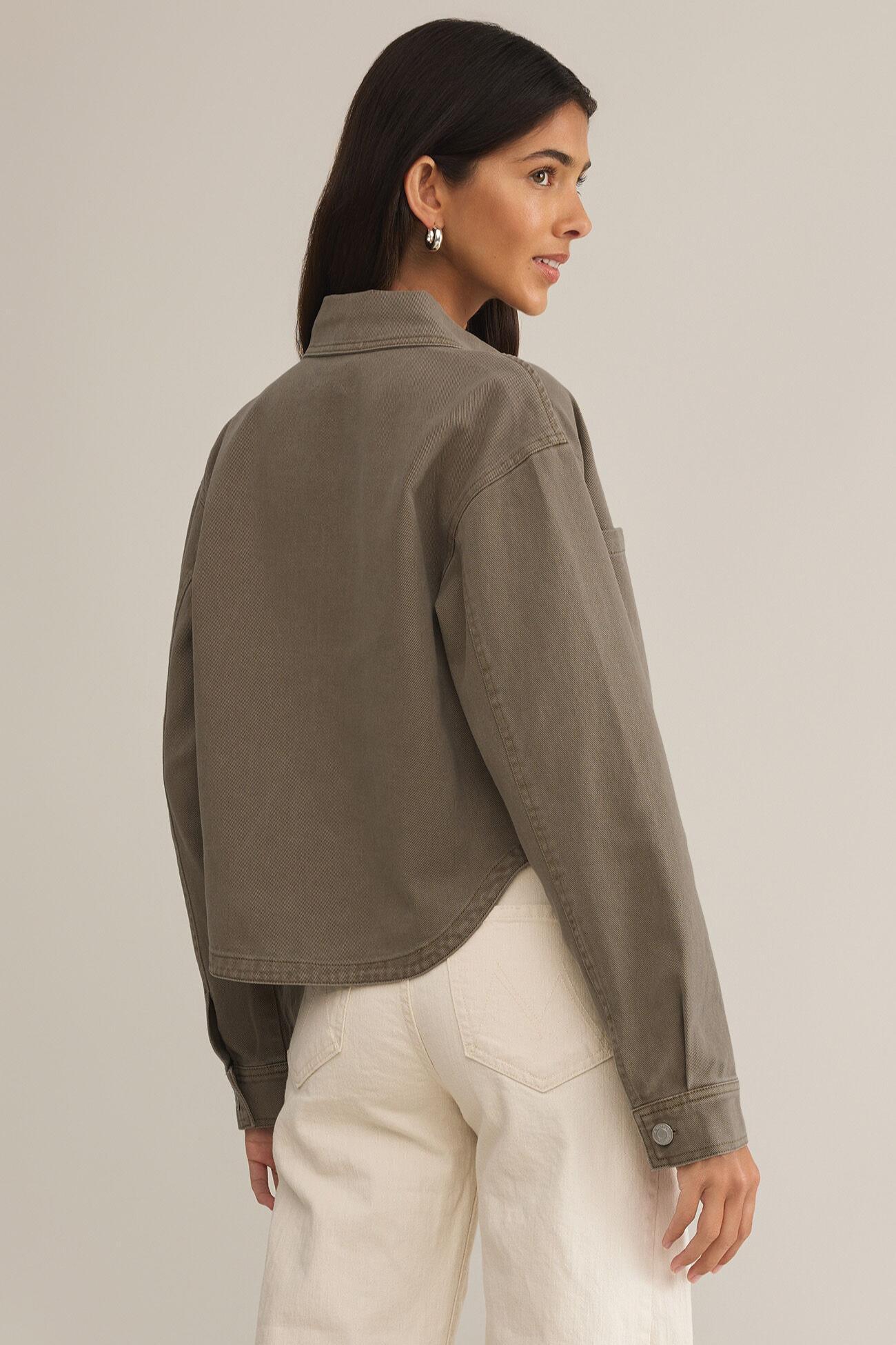 All Day Cropped Denim Jacket- Pebble Moon Product Image