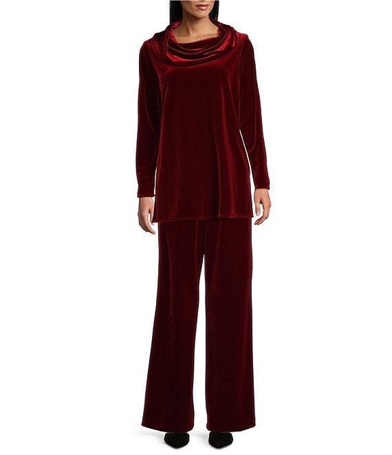 Caroline Rose Stretch Velvet Knit Cowl Neck Long Sleeve Tunic Product Image