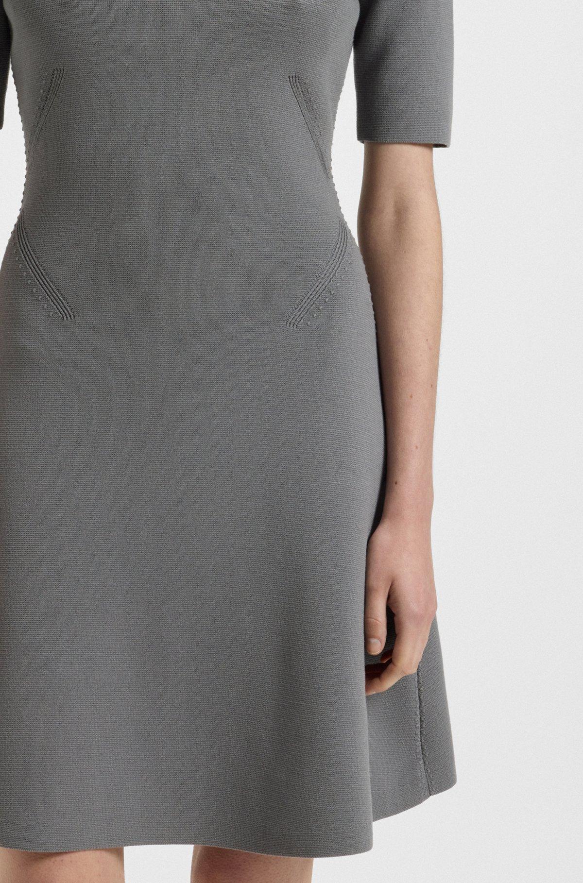 BOSS - Knitted dress with skipper collar - Dark Grey Product Image