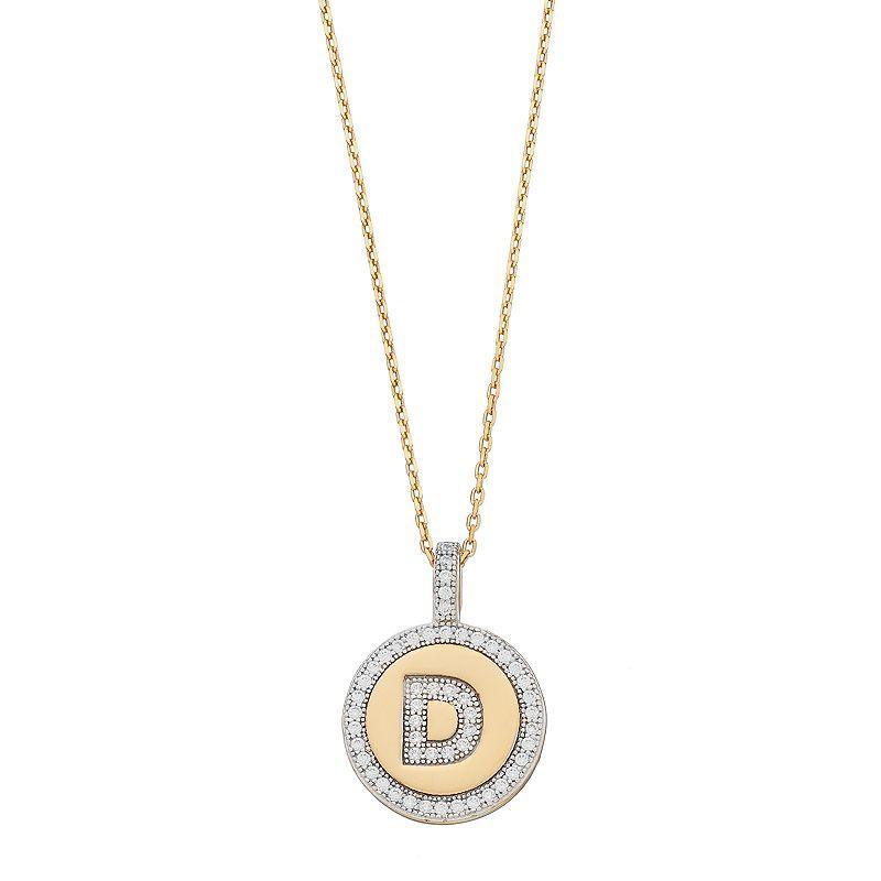 14k Gold Over Silver Cubic Zirconia Initial Pendant Necklace, Women's, Size: 18" Product Image