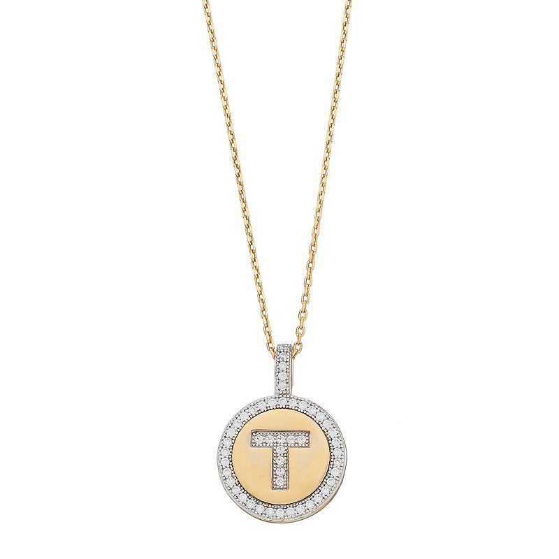 14k Gold Over Silver Cubic Zirconia Initial Pendant Necklace, Women's, Size: 18" Product Image