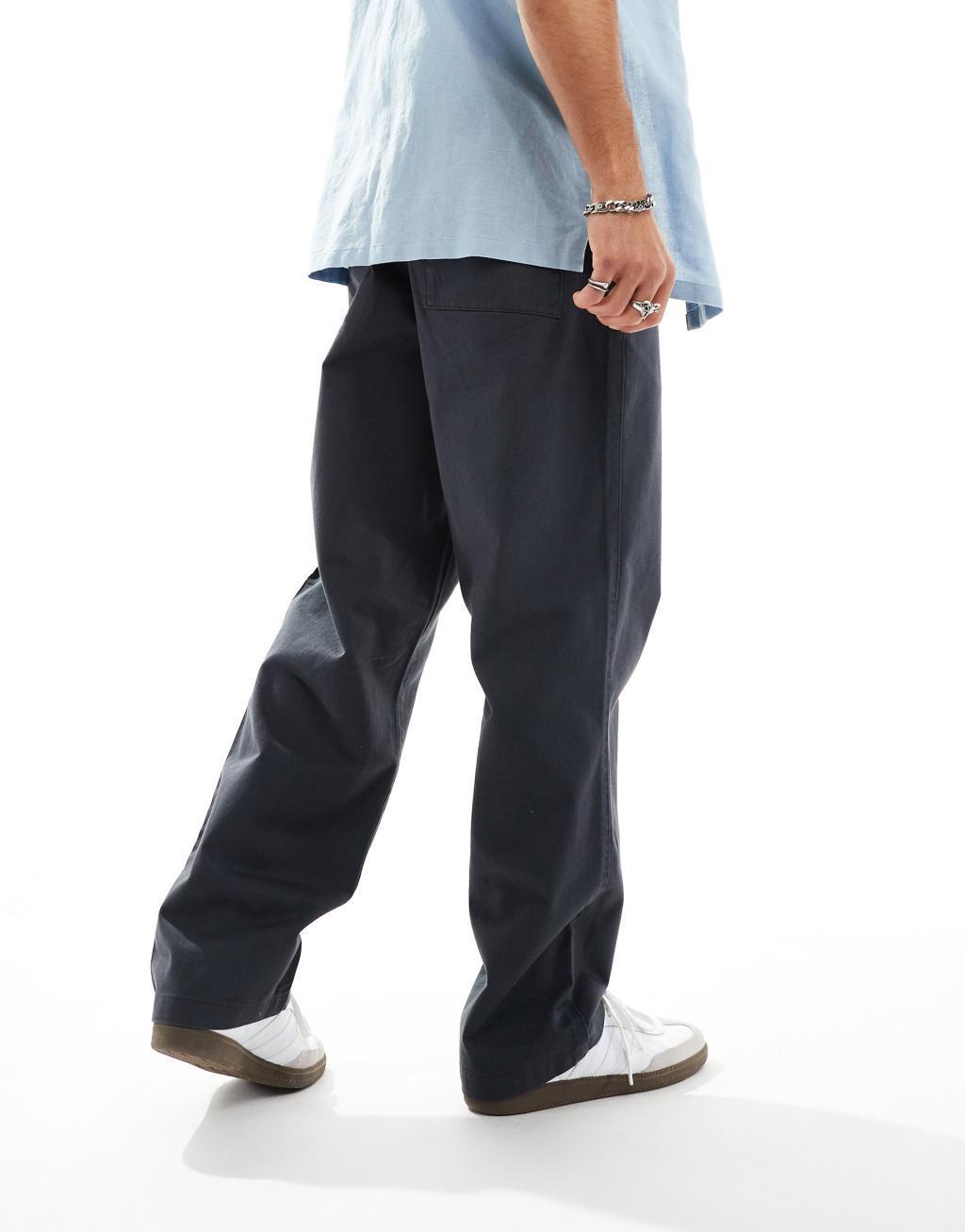 ASOS DESIGN baggy fit pull on pants in charcoal  Product Image