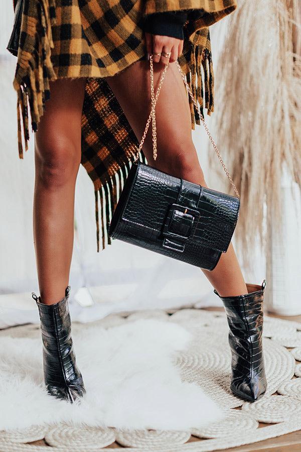 The Charlee Faux Leather Ankle Bootie In Black Product Image