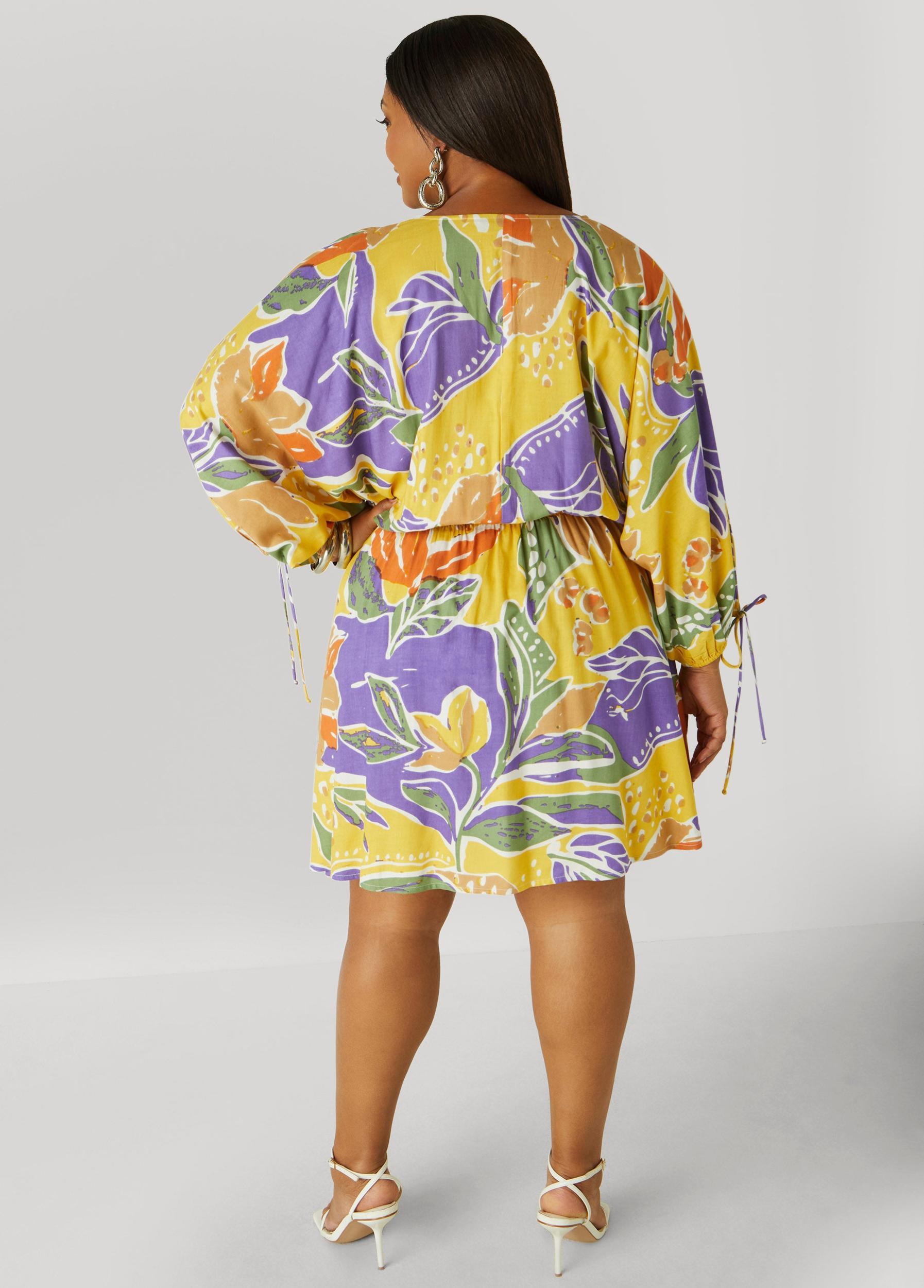 Tropical Print A Line Dress Product Image