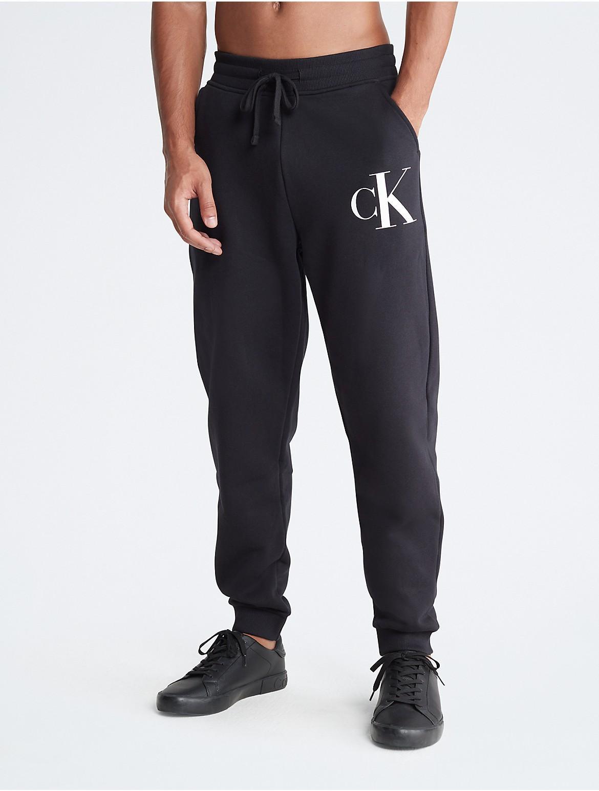 Calvin Klein Mens Monogram Logo Fleece Joggers - Grey - XXL Product Image