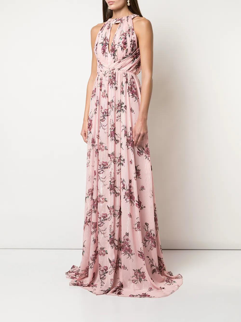 halterneck floral bridesmaid dress Product Image