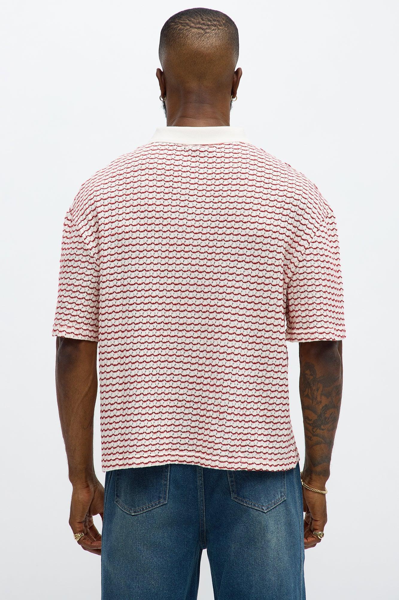 Regular Fit Color Block Button up Sweater Shirt - Cream/combo Product Image