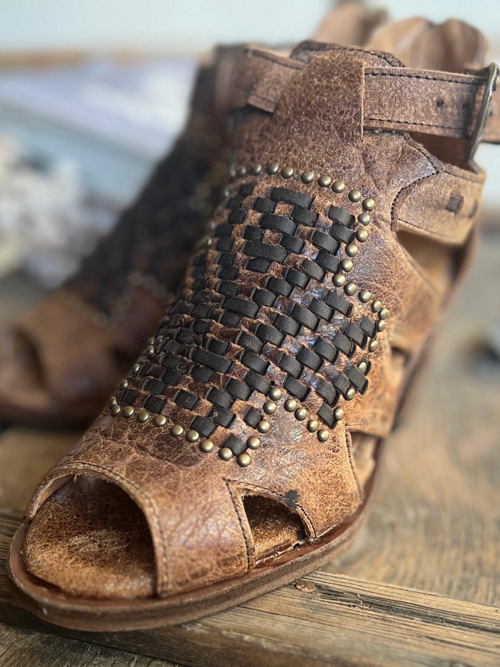 Agave Sky Open Toe Leather Studded Heel Sandal Product Image
