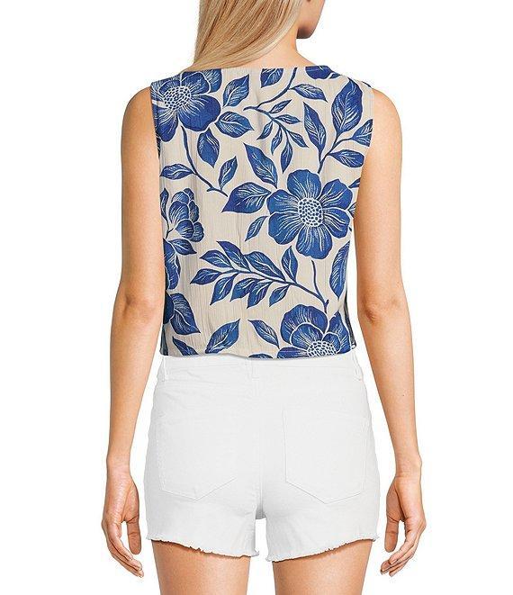 Angie Sleeveless V-Neck Floral Print Triple Tie Top Product Image