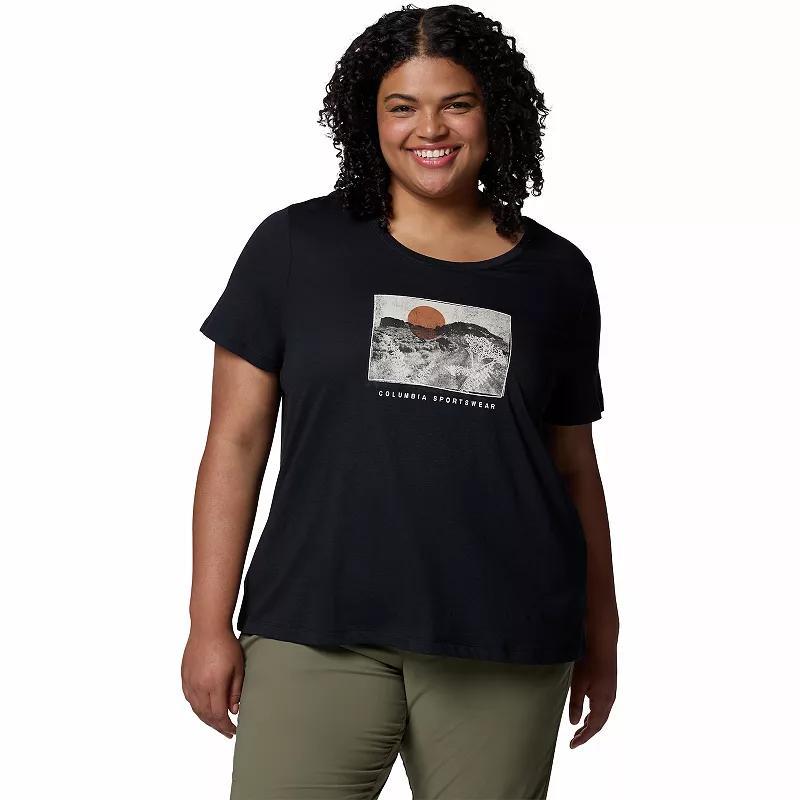 Plus Size Columbia Ruby Springs Graphic Scoop Neck Short Sleeve Tee, Women's, Size: 2XL, Salt Product Image