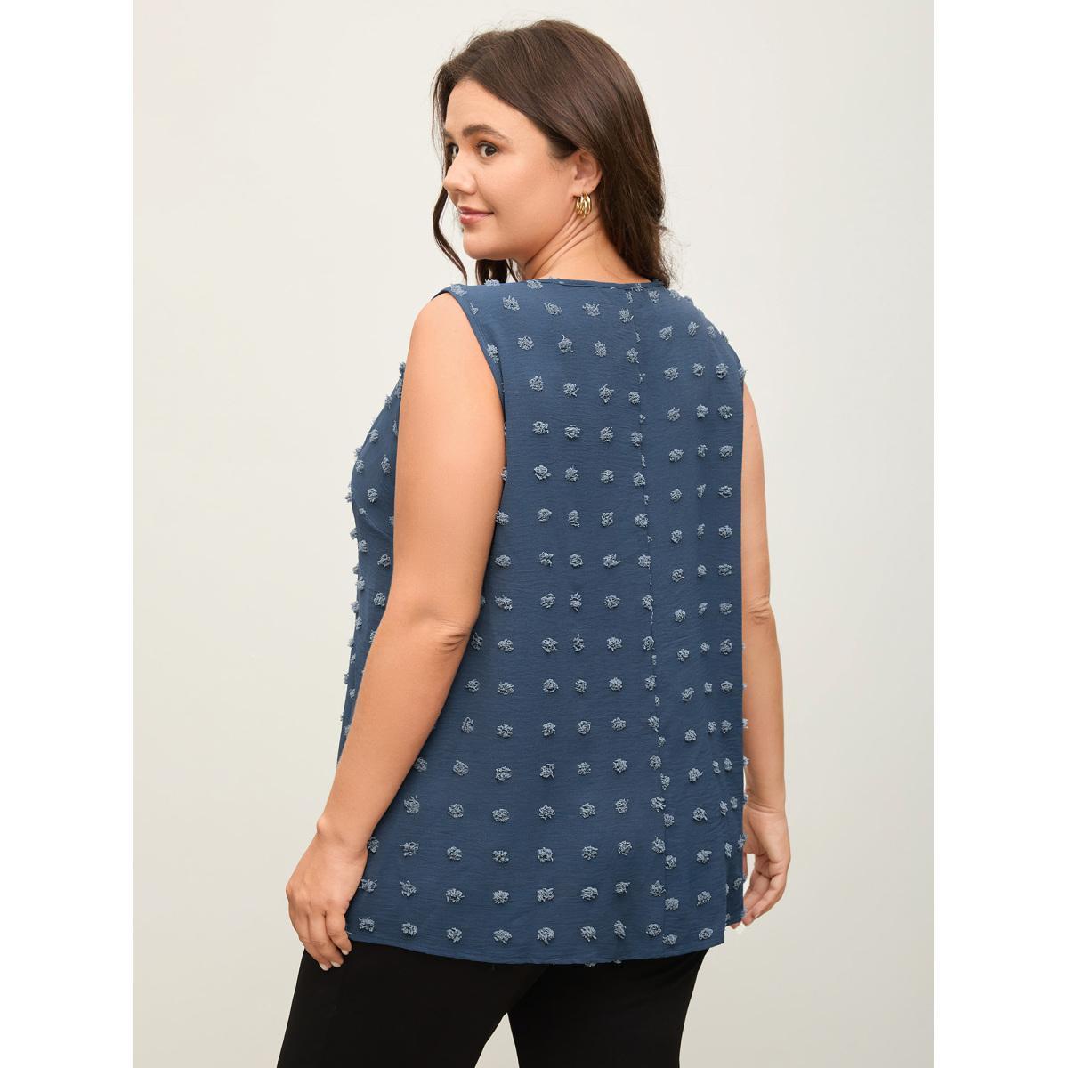 Plus Size Textured Dots Metal Detail Tank Top Women Navy Round Neck Work Tank Tops Camis BloomChic 14-16/1X Product Image