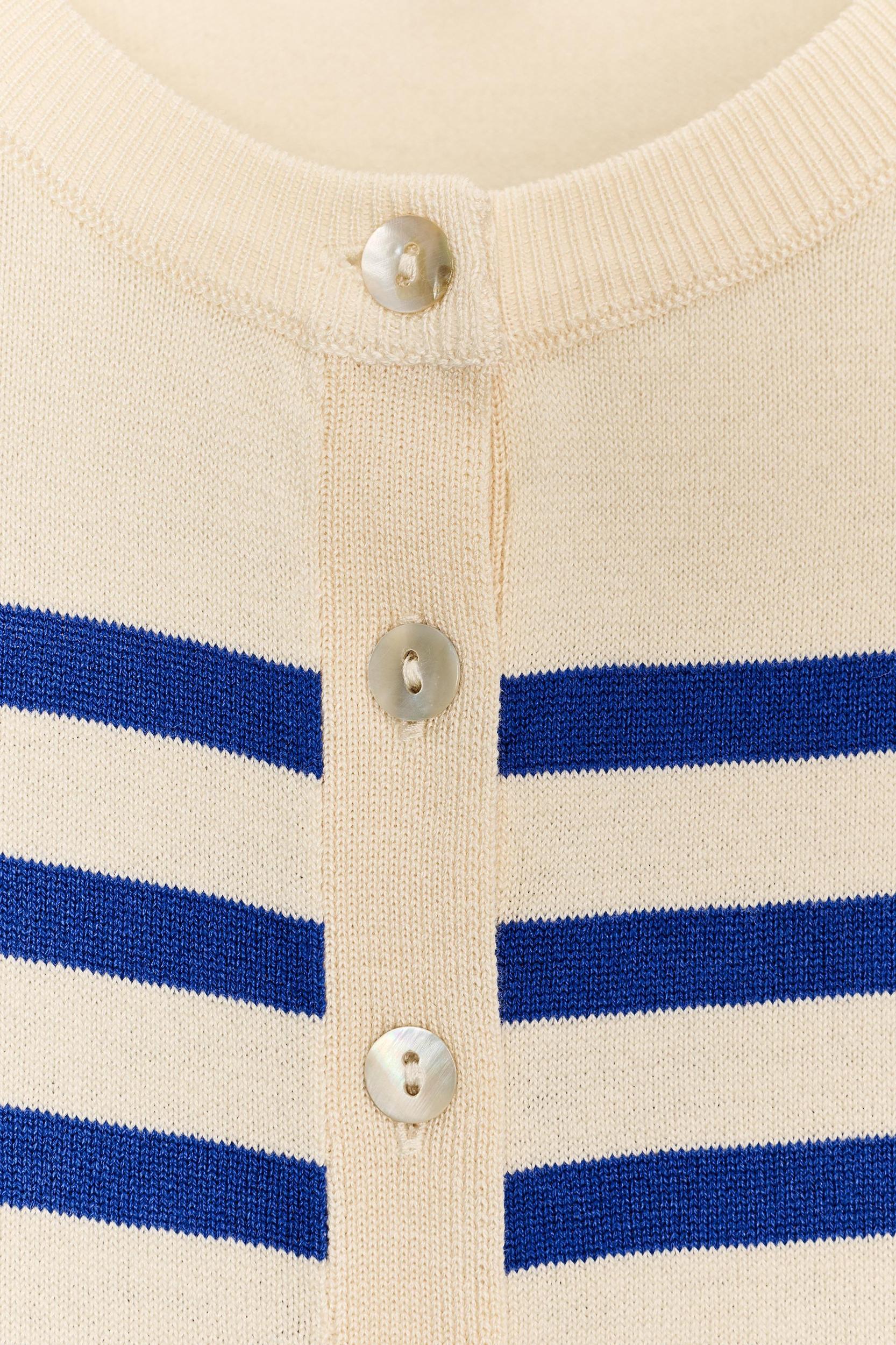 STRIPED KNIT SHORT SLEEVE JACKET Product Image
