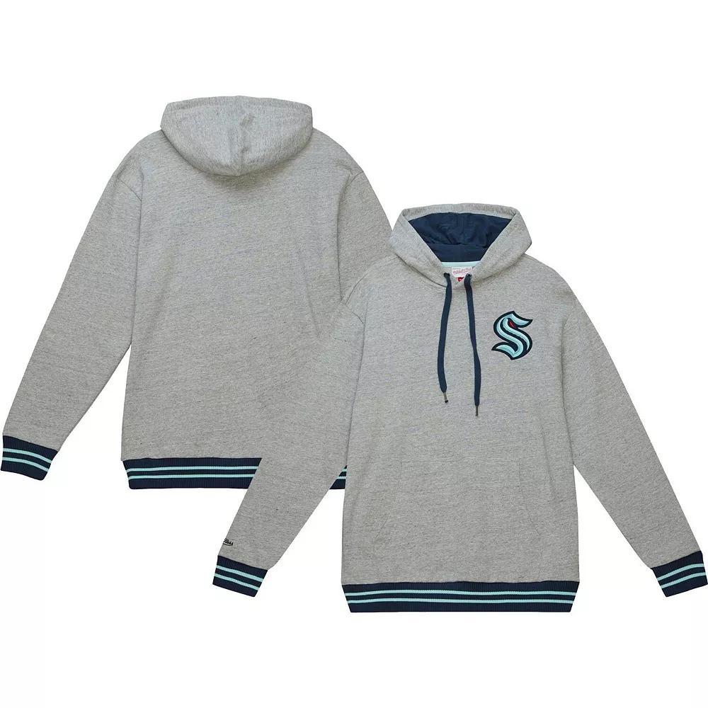 Men's Mitchell & Ness  Heather Gray Seattle Kraken Classic French Terry Pullover Hoodie, Size: Medium, Krk Grey Product Image