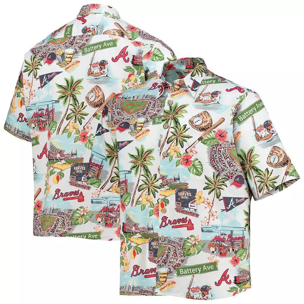 Men's Reyn Spooner White Atlanta Braves Scenic Button-Up Shirt, Size: Large Product Image