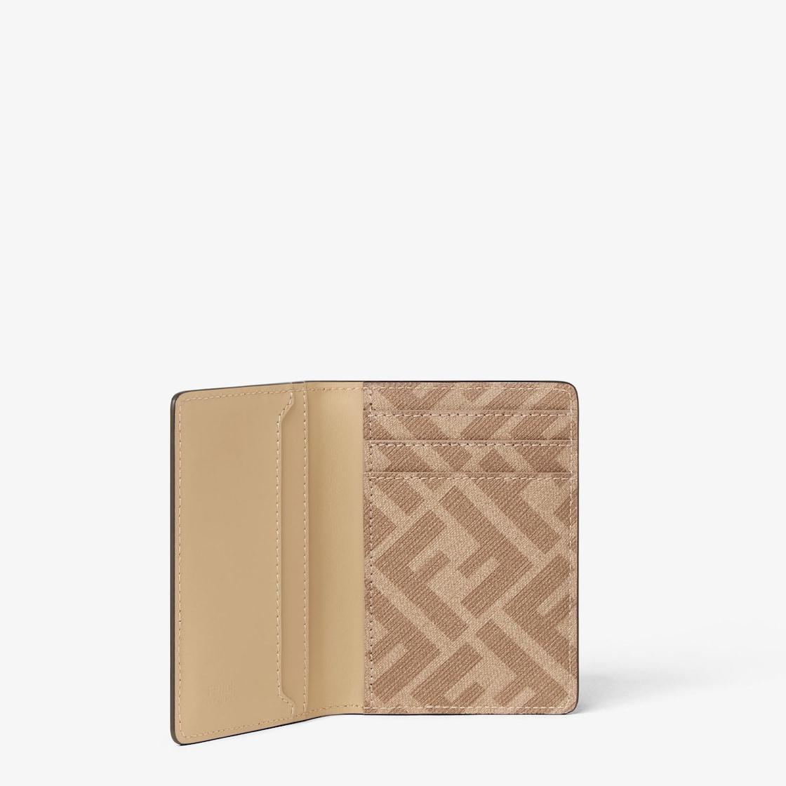 FF Squared Card HolderBeige leather and beige FF Canvas card holder Product Image