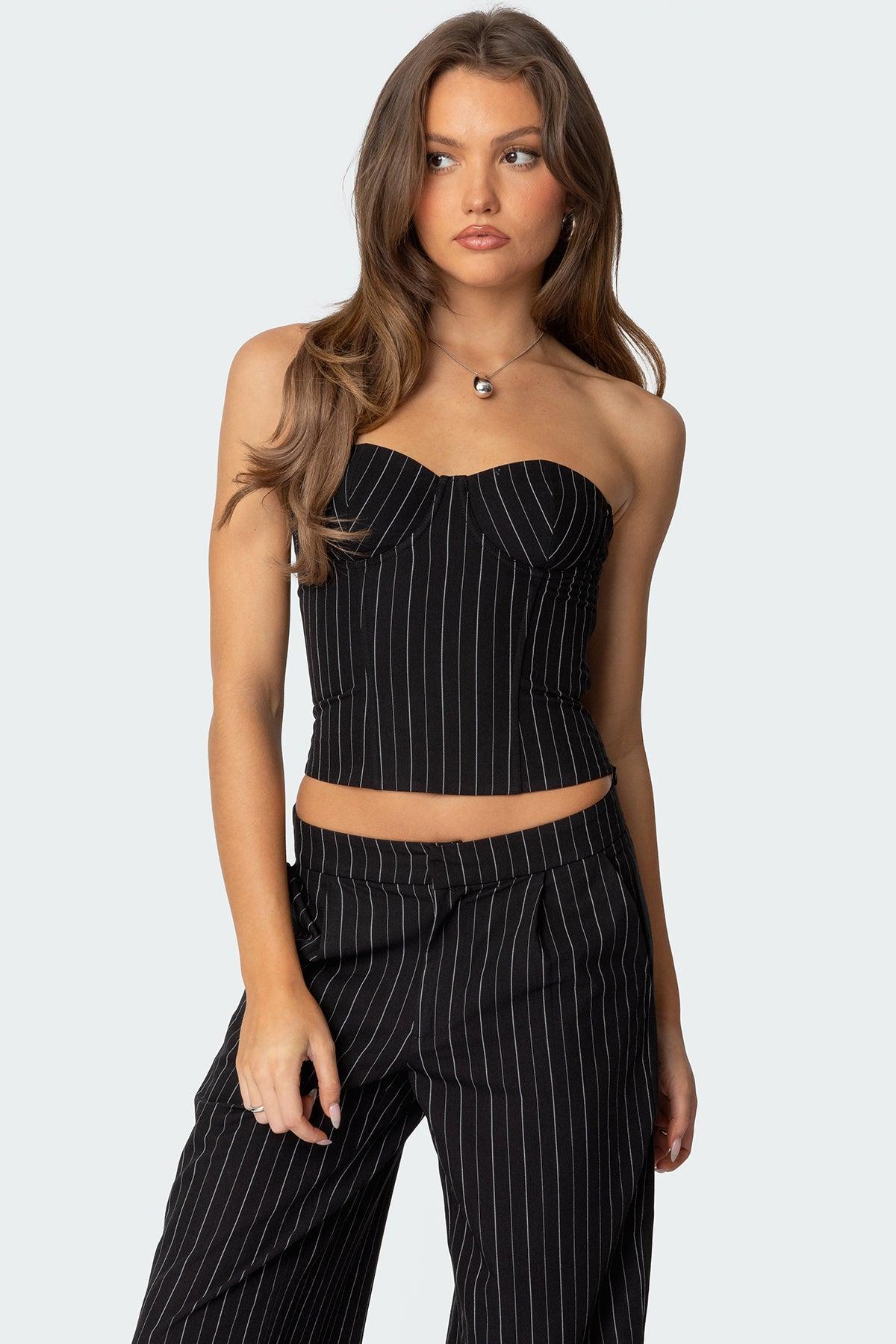 Aliza Strapless Pinstripe Corset Product Image