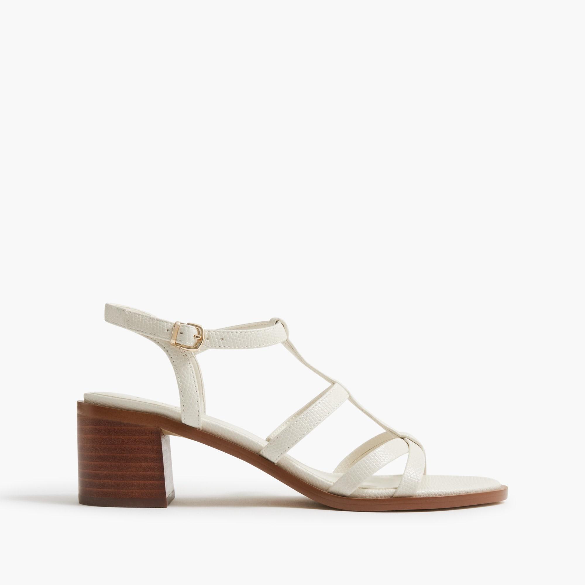 Textured T-strap heeled sandals Product Image