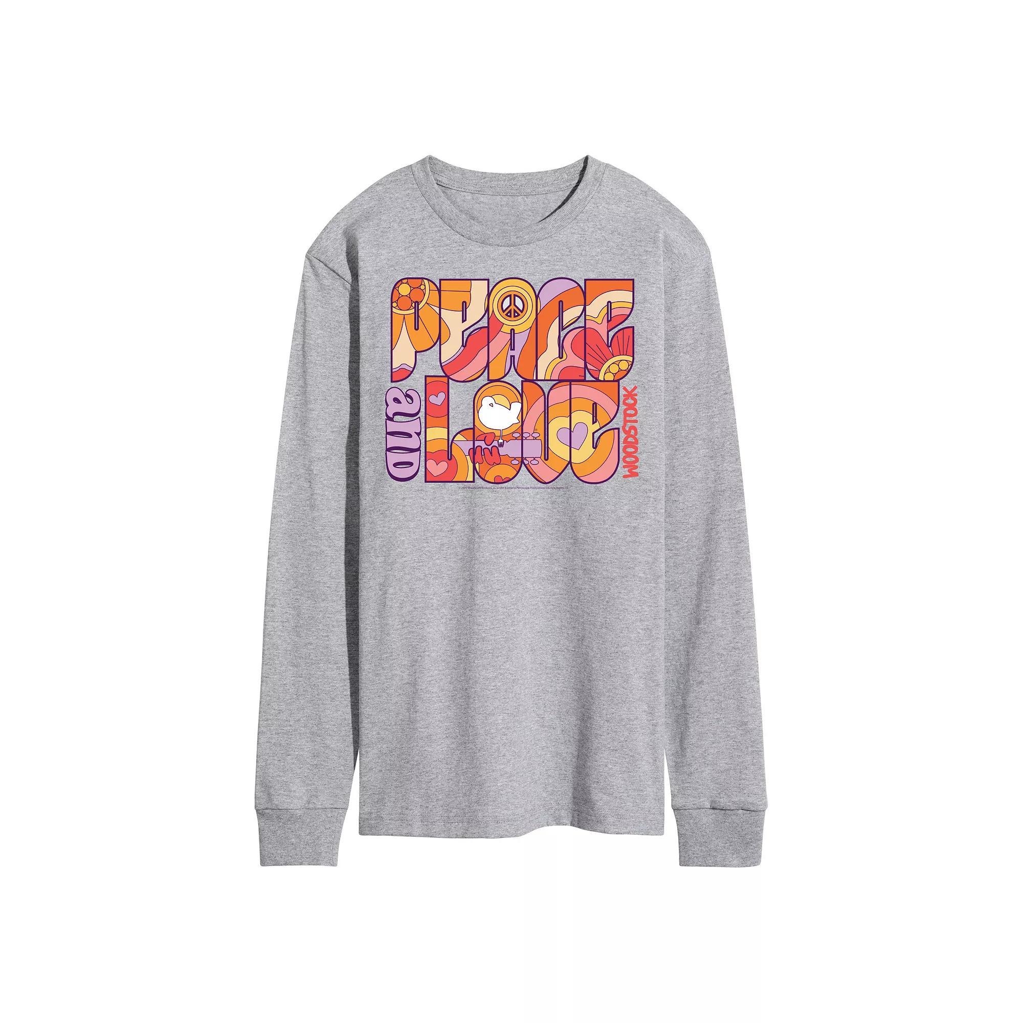 Mens Woodstock Peace And Love Long Sleeve Graphic Tee Product Image