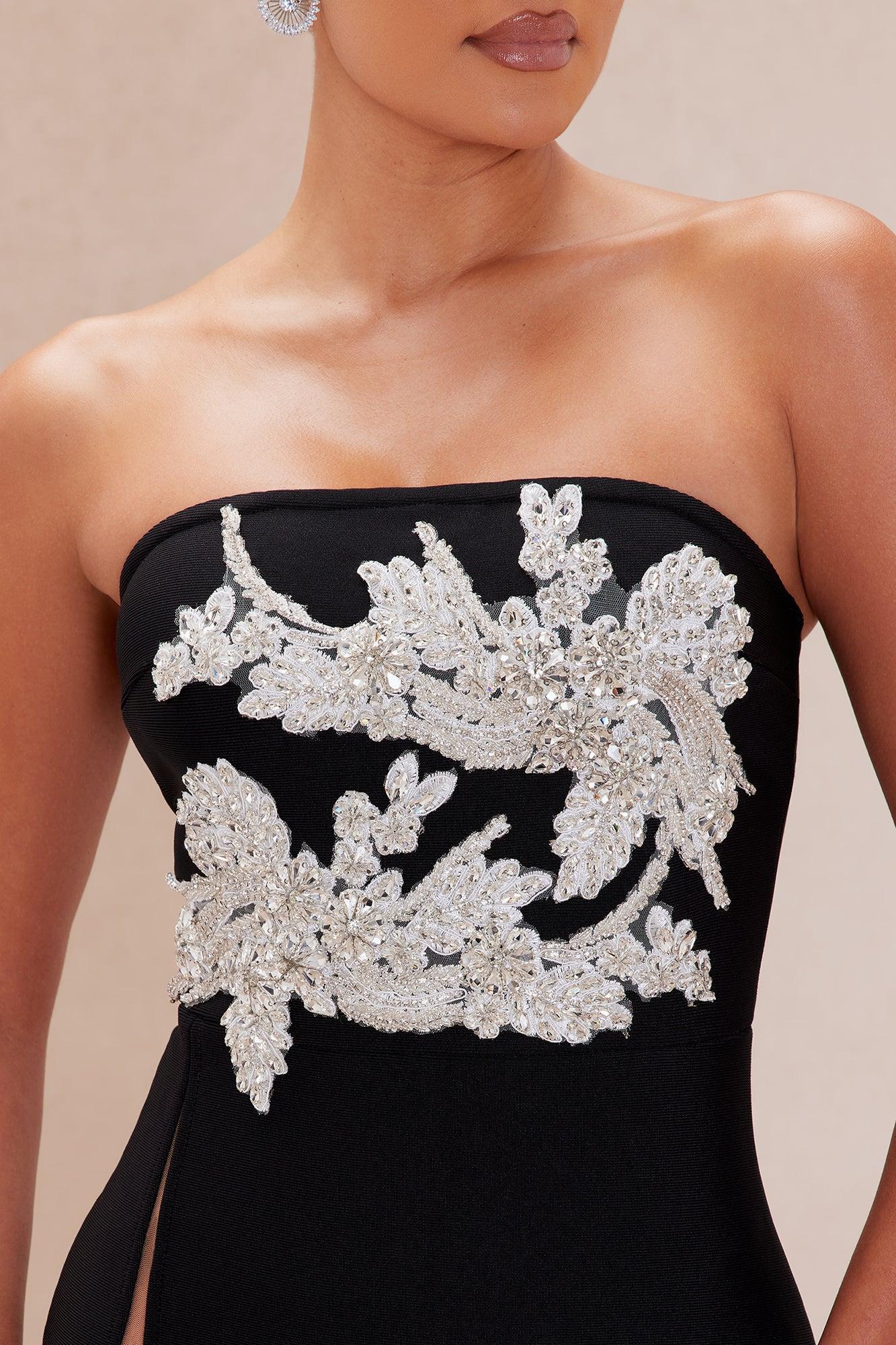 Mia Embellished Bandage Maxi Dress - Black Product Image