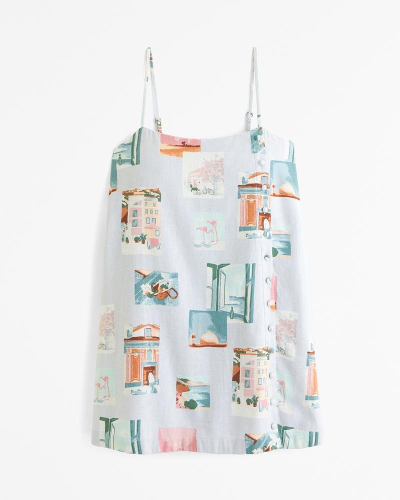 Linen-Blend Button Skort Product Image