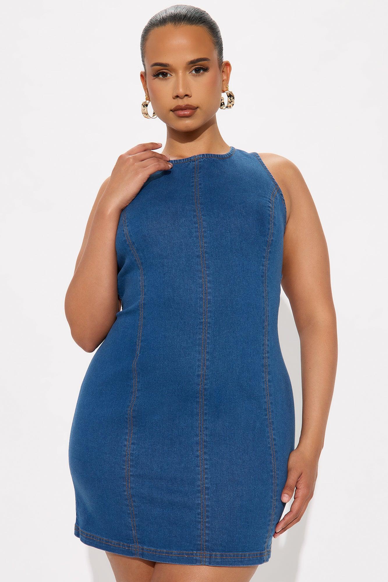 Kaylie Denim Mini Dress - Dark Denim Product Image