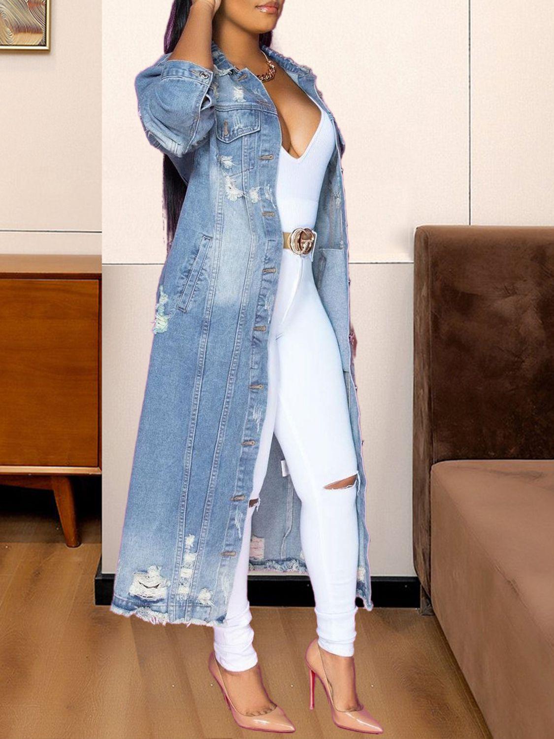 Parker Long Sleeve Raw Hem Denim Jacket - ONLINE EXCLUSIVE! Product Image