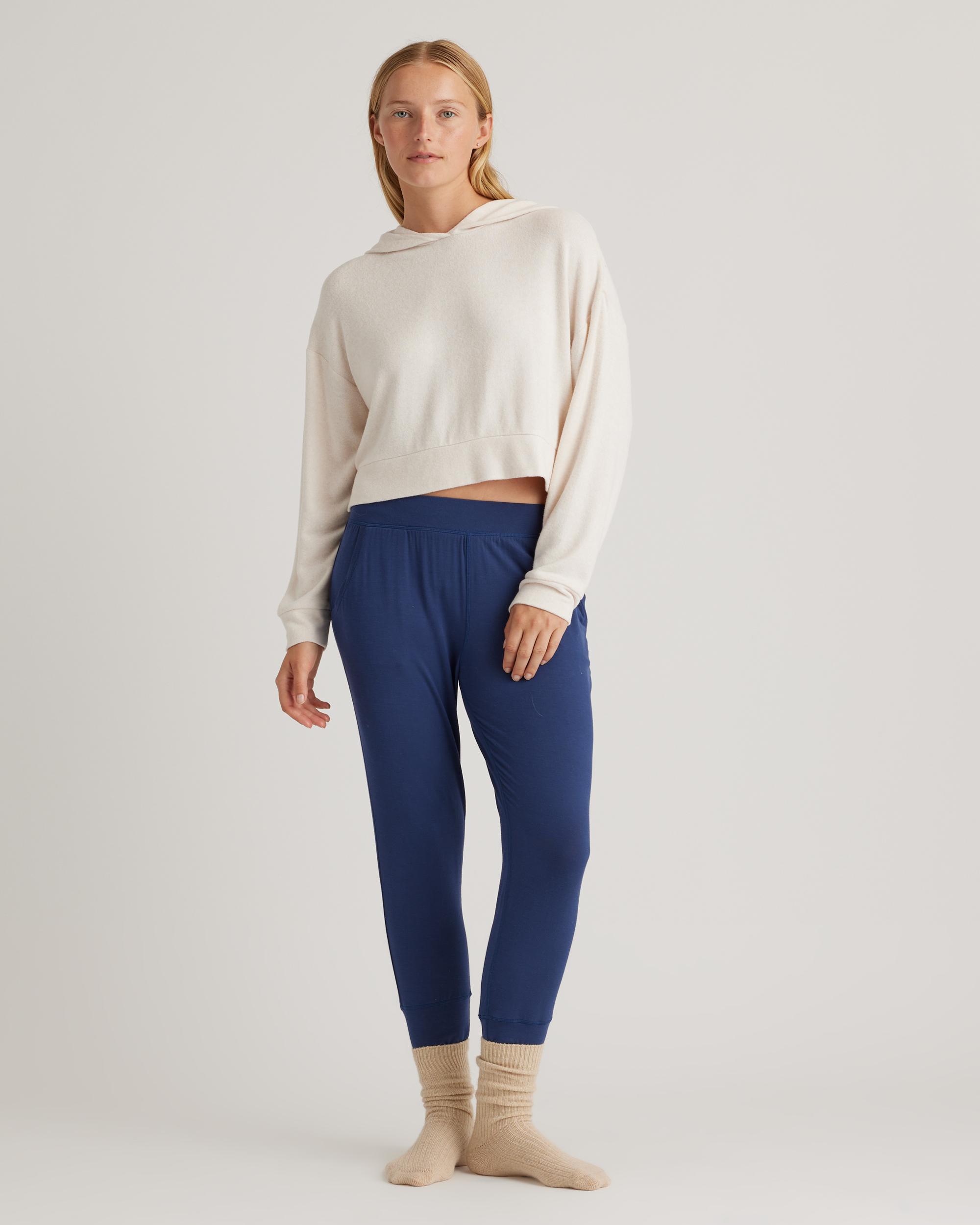 Quince | Women's Brushed Lounge Cropped Pullover Hoodie Size XL, Rayon Product Image