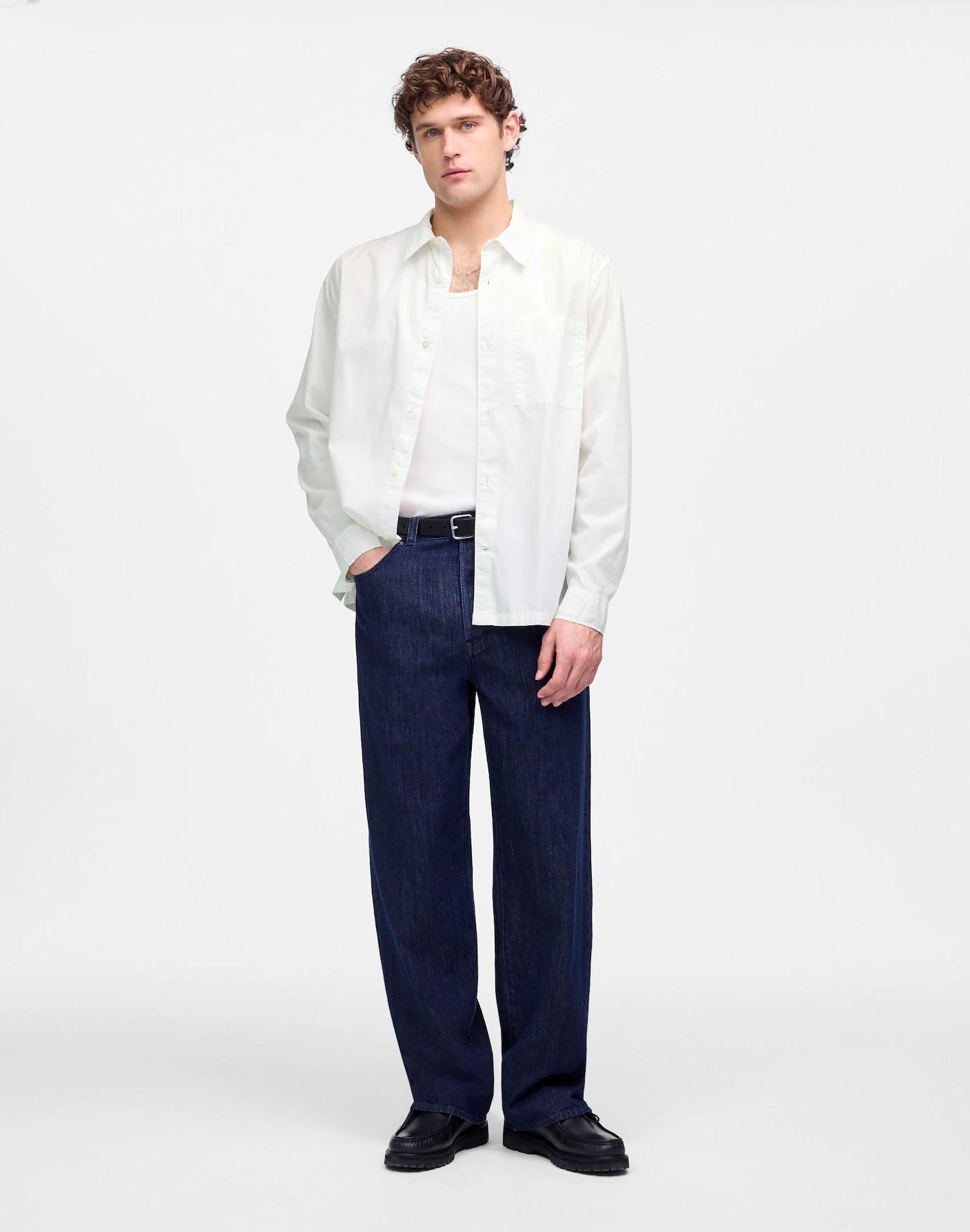 Straight-Hem Cotton Button-Up Shirt Product Image