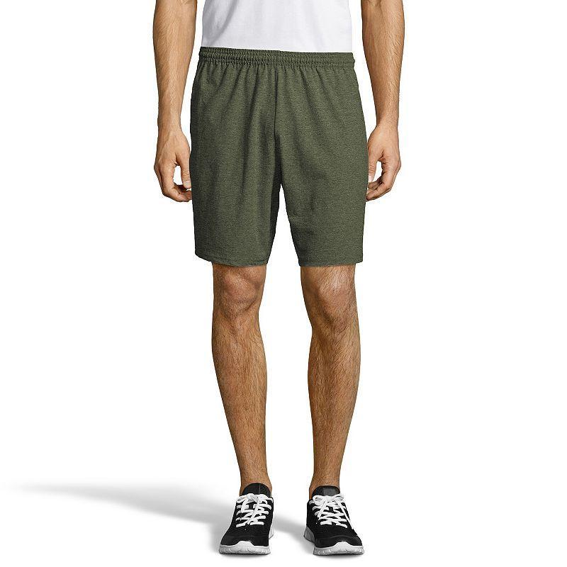 Mens Hanes ComfortSoft Jersey Pocket Shorts Grey Heather Product Image